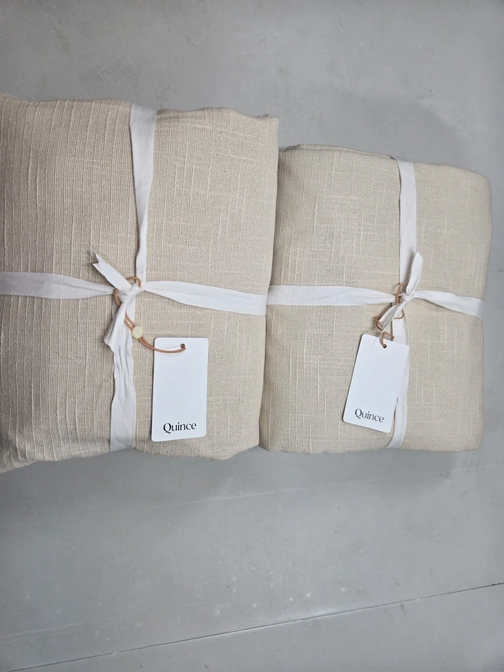NWT QUINCE Set Of 2 48x108 Cotton Slub Blackout Curtains Natural 0733